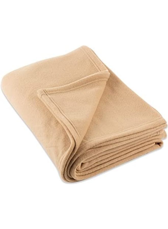 Luxury Solid King Fleece Throw cotton Beige 108 x 90inch