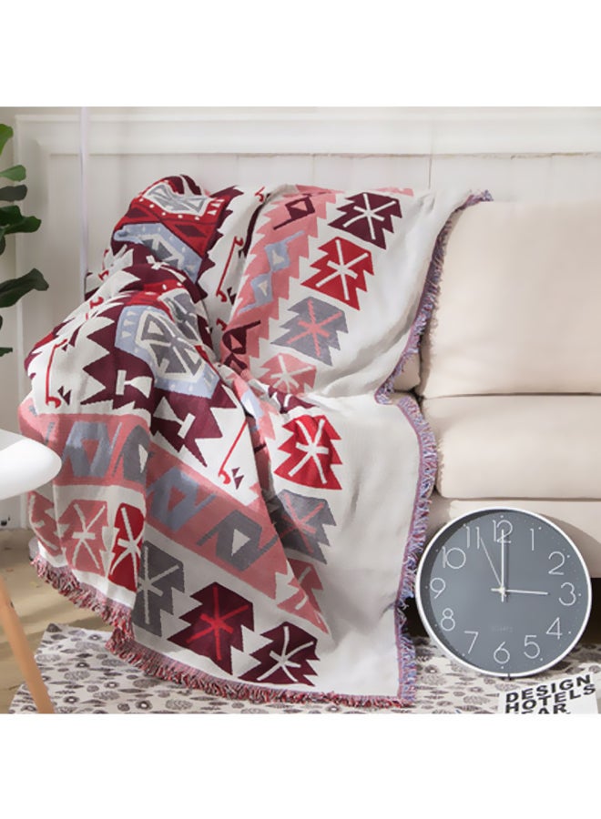 A Vintage European Blanket fabric Red/White/Pink 180x230cm