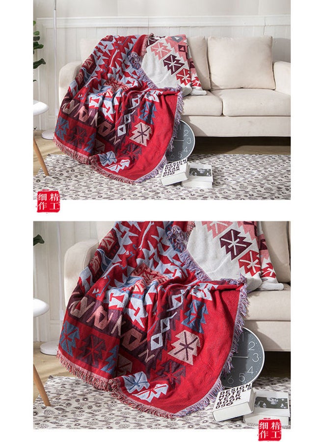 A Vintage European Blanket Combination Red/Blue/White 180x260cm