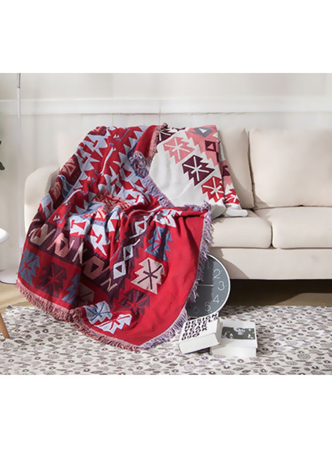 A Vintage European Blanket Combination Red/Blue/White 180x260cm