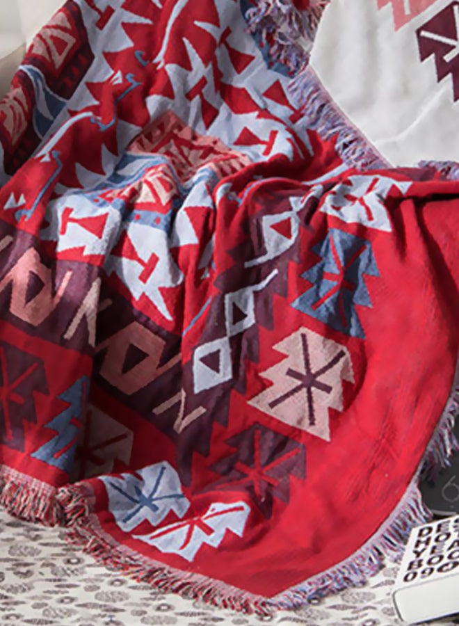 A Vintage European Blanket Combination Red/Blue/White 180x260cm