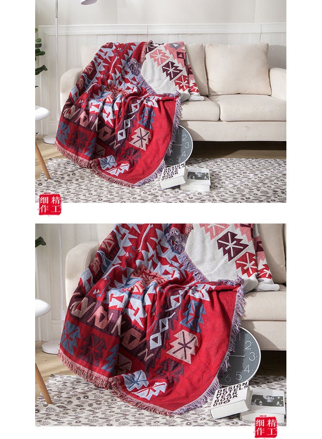 A Vintage European Blanket Combination Red/Beige/Grey 90x150cm