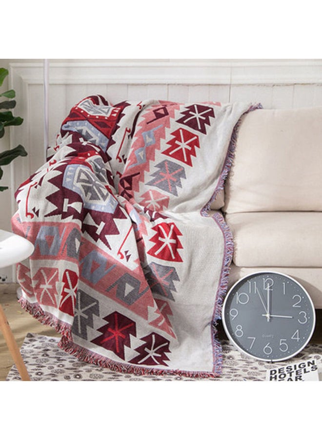 A Vintage European Blanket combination Red/Beige/Purple 90x240cm