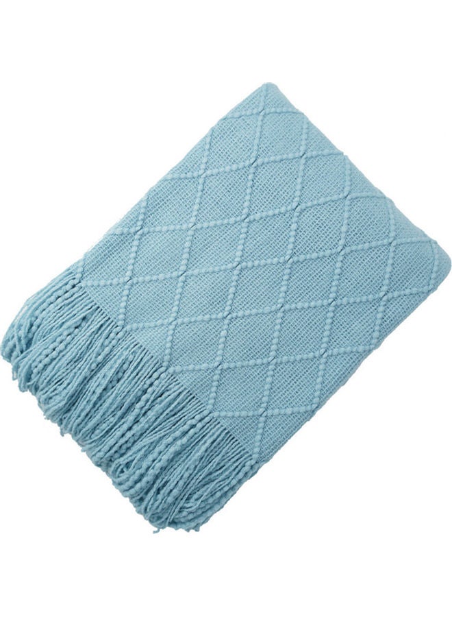 Knitted Soft Warm Blanket Cotton Lake Blue 127x172cm