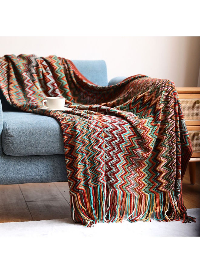 Striped Sofa Blanket Polyester Multicolour 130x170cm