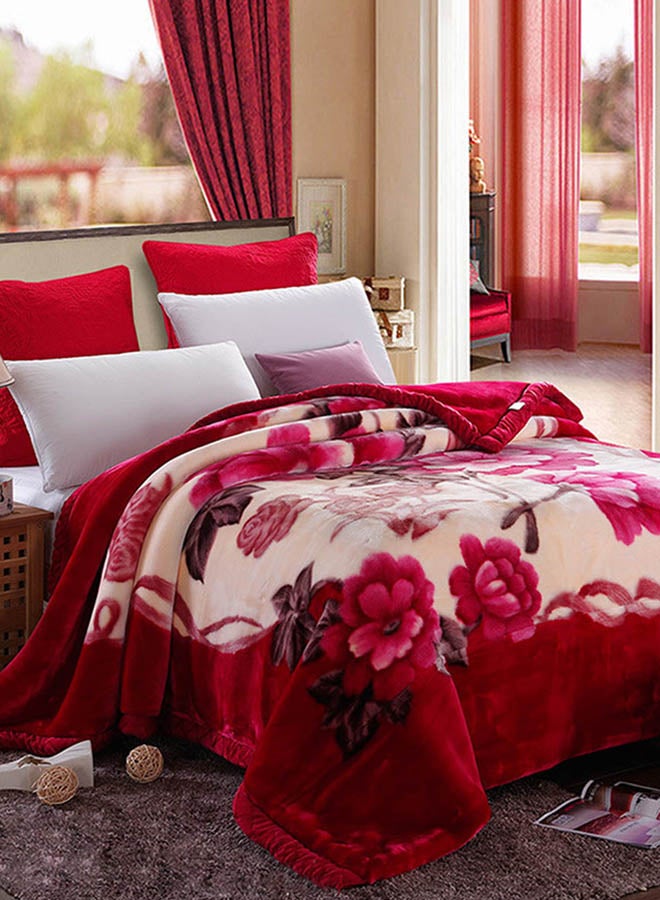 Double-Layer Soft Blanket Cotton Red 200x230centimeter