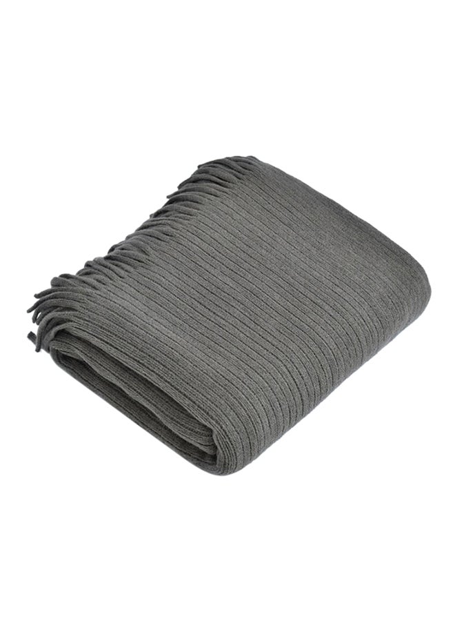 Casual Knitted Solid Color Soft Blanket Polyester Dark Grey 125x150centimeter