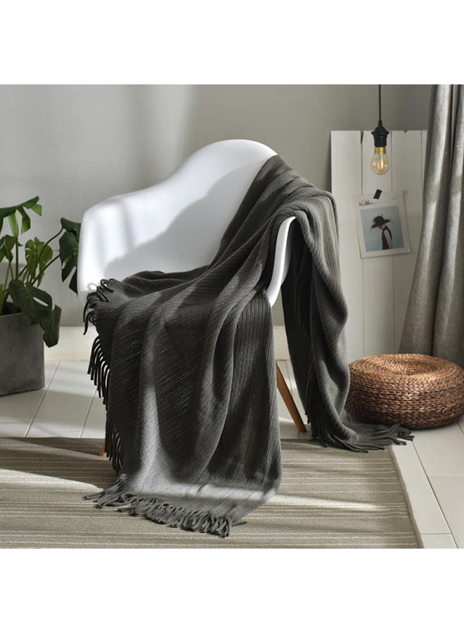 Casual Knitted Solid Color Soft Blanket Polyester Dark Grey 125x150centimeter