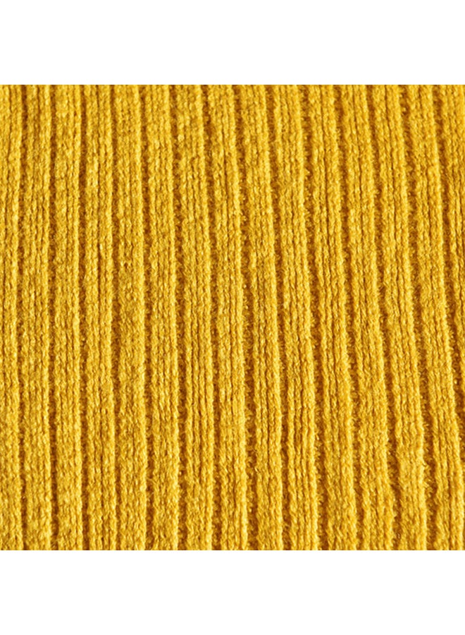 Tassel Design Soft Blanket Polyester Yellow 125x150centimeter