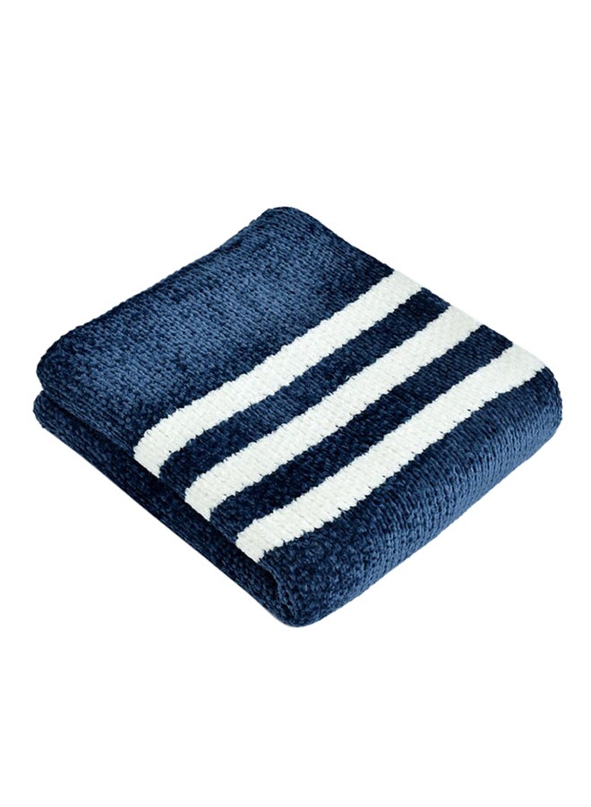 Stripe Color Block Warm Nap Blanket Polyester Blue 130x150cm