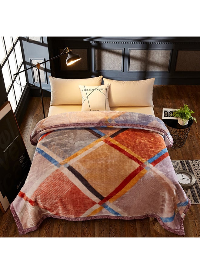 Widened Edge Warm Blanket Cotton Brown 180x220centimeter