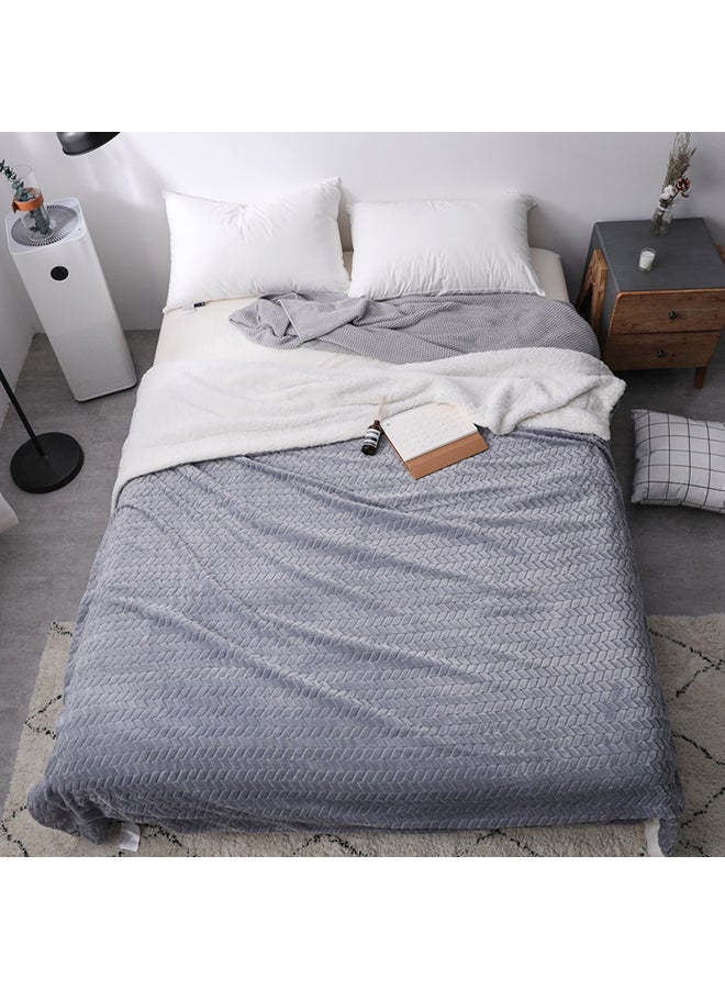 Double Sides Soft Bed Blanket Cotton Grey 150x200centimeter