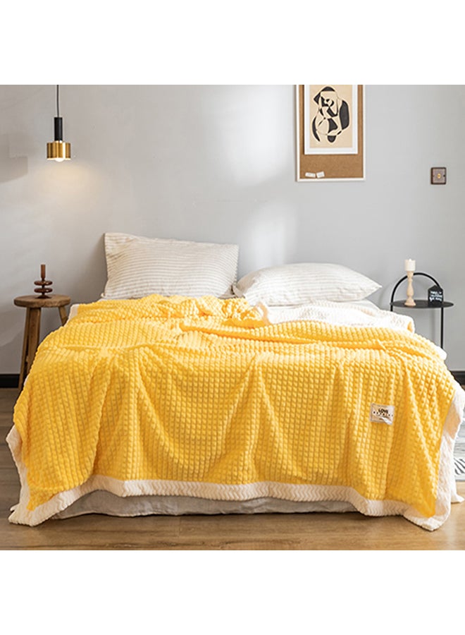 Warm Lattice Thickened Flannel Blanket cotton Yellow 150x200cm