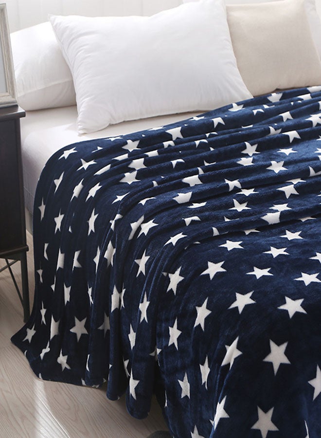 Five Pointed Stars Pattern Supple Thick Blanket cotton Dark Blue/White 200x230cm