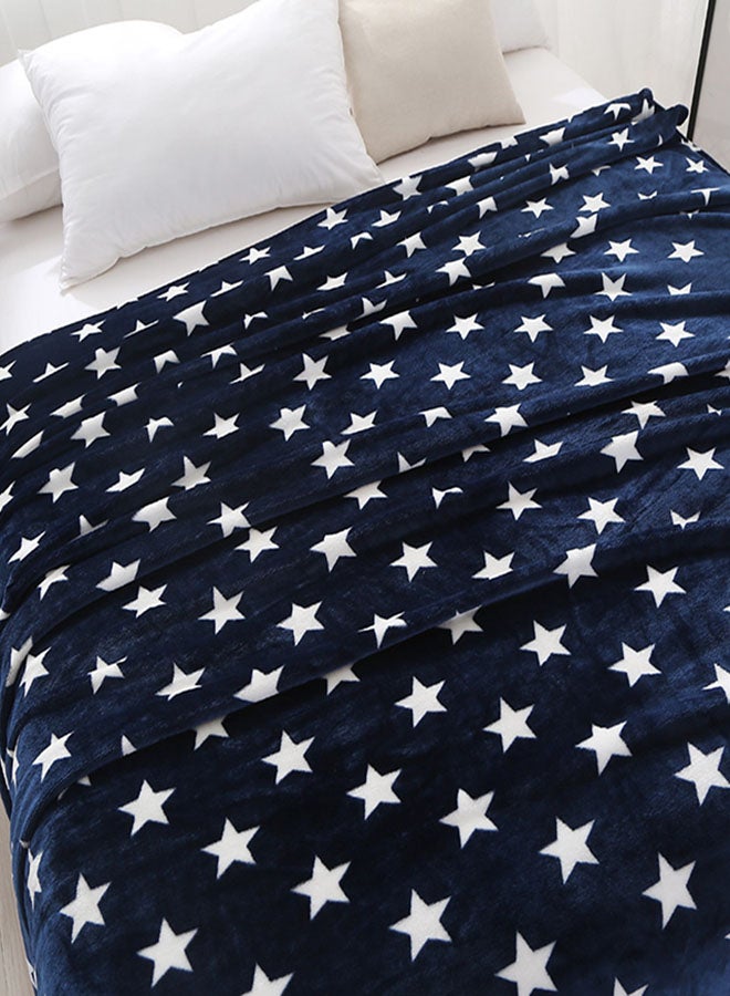 Five Pointed Stars Pattern Supple Thick Blanket cotton Dark Blue/White 200x230cm