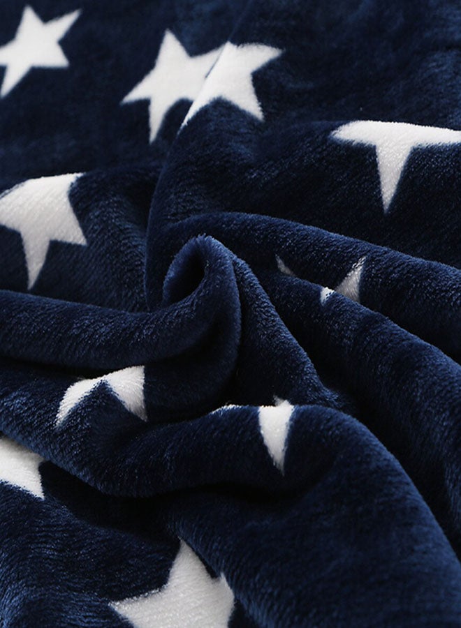 Five Pointed Stars Pattern Supple Thick Blanket cotton Dark Blue/White 200x230cm