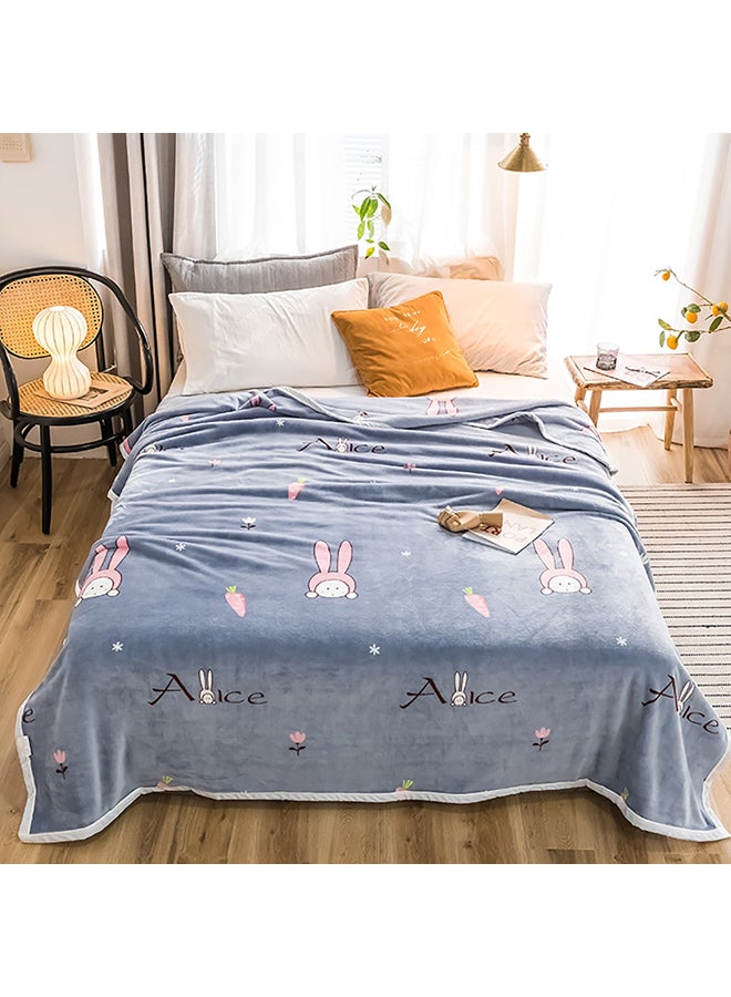 Cartoon Print Plaid Thick Blanket cotton Blue 120x200cm