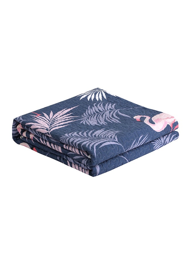 Leaf Pattern Soft Quilting Bedding cotton Blue 150x200cm