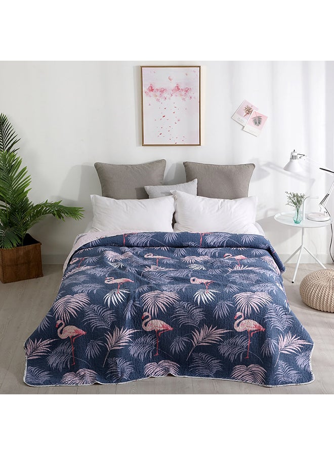 Leaf Pattern Soft Quilting Bedding cotton Blue 150x200cm