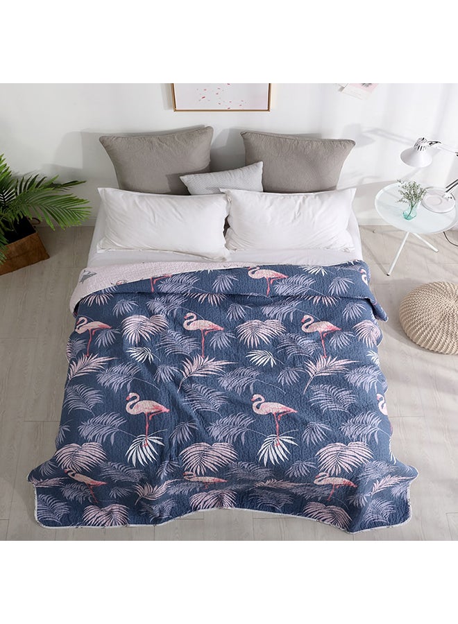 Leaf Pattern Soft Quilting Bedding cotton Blue 150x200cm