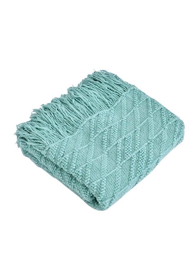 Diamond Pattern Solid Design Blanket polyester Blue 130x170cm