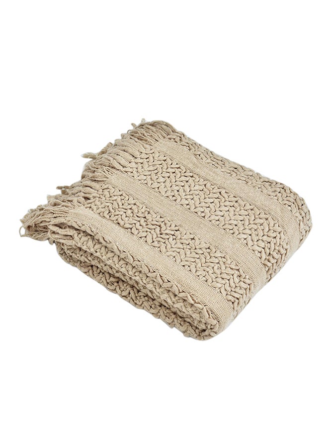 Solid Color Soft Knitting Blanket polyester Beige 130x150cm