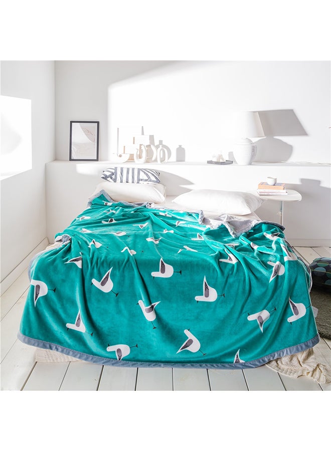 Duck Print Soft Blanket cotton Green 150x200cm