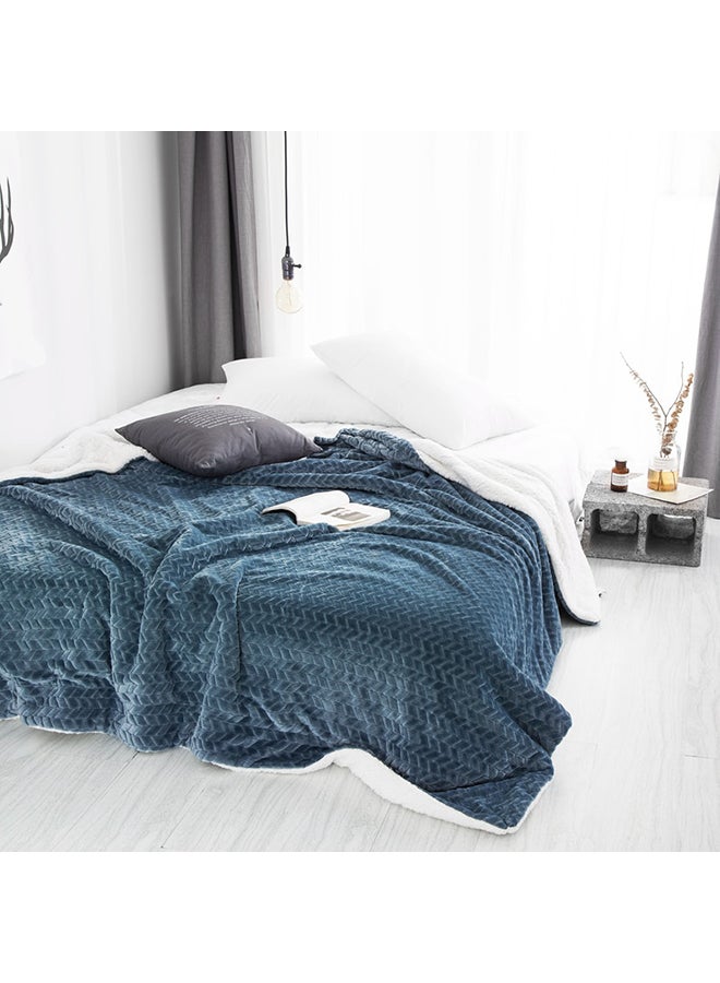 Double Sides Soft Bed Blanket cotton Blue 150x200cm