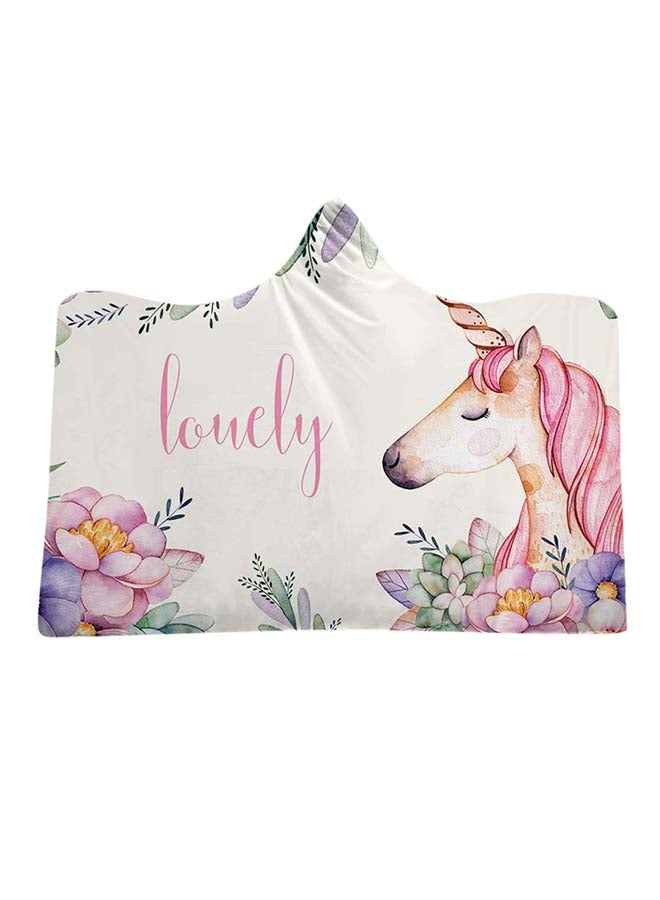 Cartoon Unicorn Hooded Blanket Cotton Multicolour 150x200cm