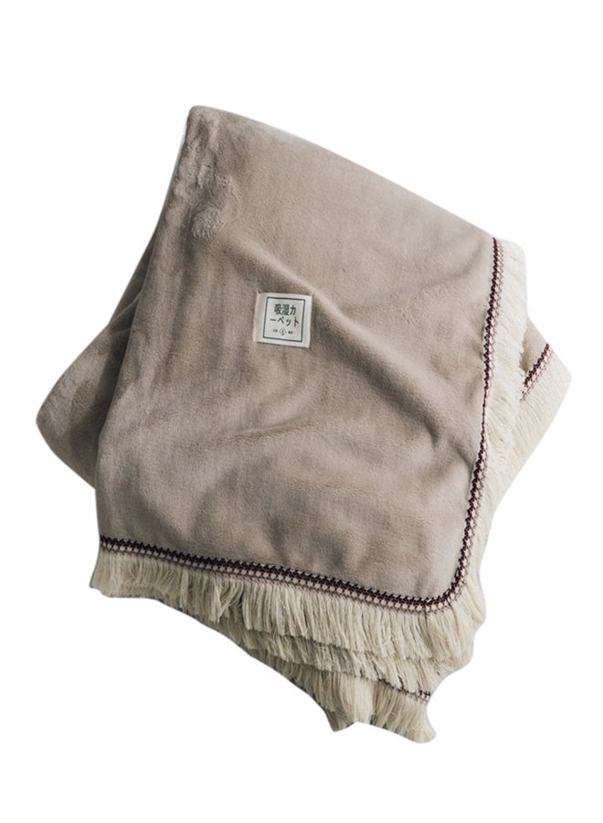 Tassel Hem Casual Blanket cotton Brown 150x200cm