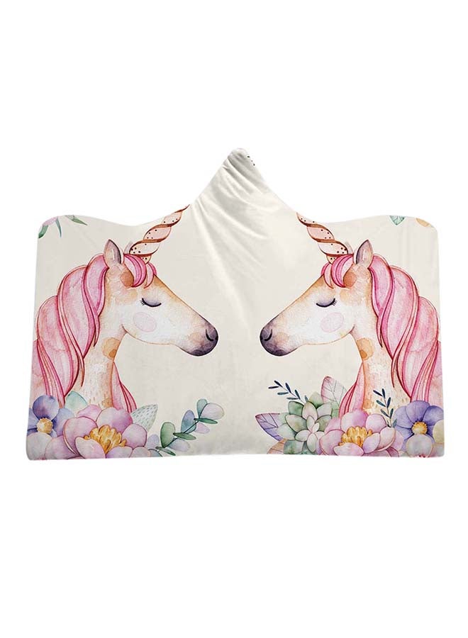 Cartoon Unicorn Hooded Blanket cotton Multicolour 130x150cm