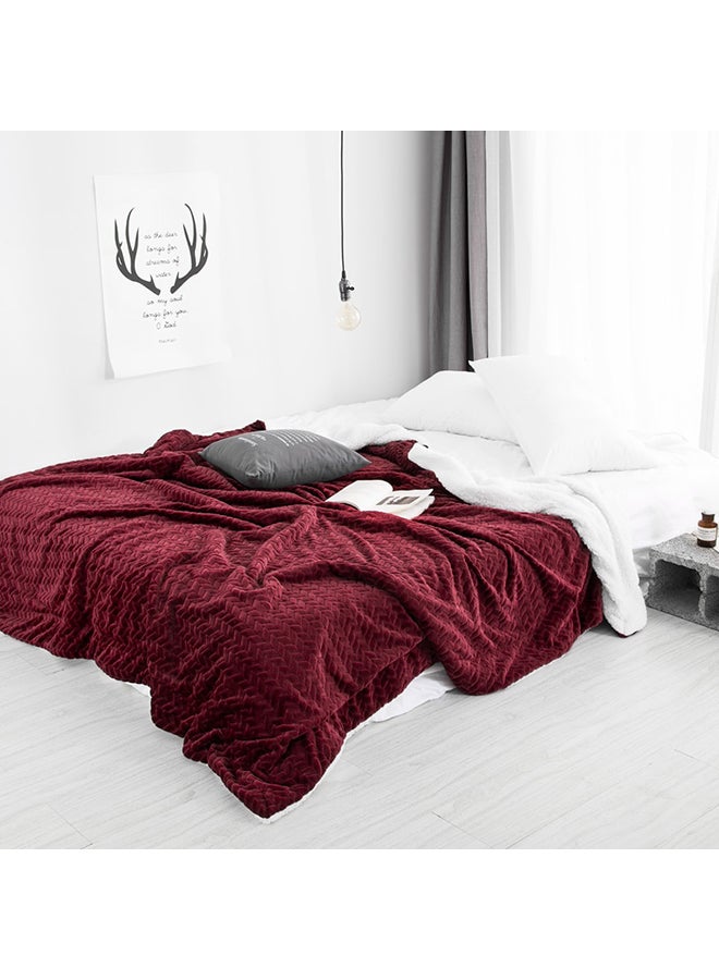 Double Sides Soft Bed Blanket cotton Burgundy 150x200cm