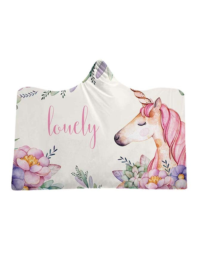 Cartoon Unicorn Hooded Blanket cotton Multicolour 130x150cm