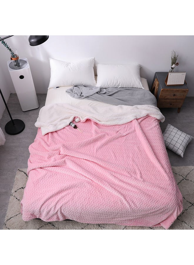 Double Sides Soft Bed Blanket cotton Pink 200x230cm