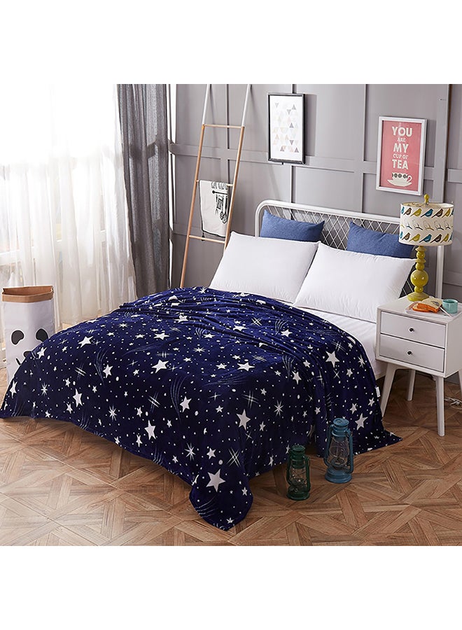 Star Pattern Breathable Comfortable Blanket Cotton Blue 180x200cm