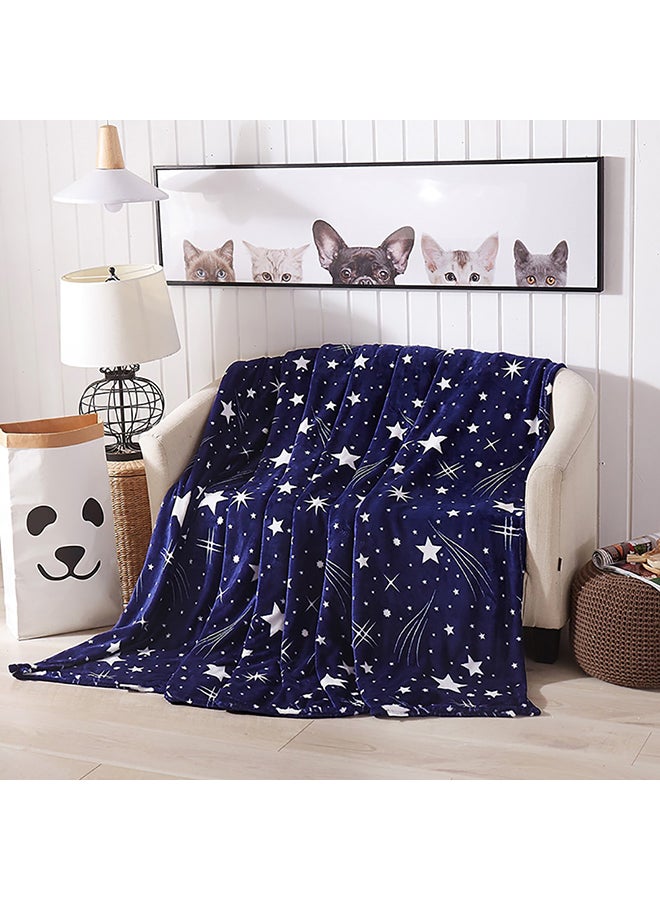 Star Pattern Breathable Comfortable Blanket Cotton Blue 180x200cm