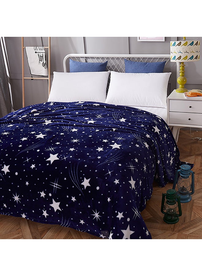 Star Pattern Breathable Comfortable Blanket Cotton Blue 180x200cm