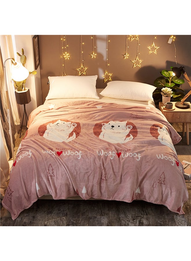 Cat Printed Soft Blanket cotton Brown 200x230cm