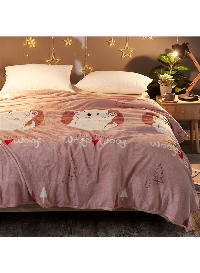 Cat Printed Soft Blanket cotton Brown 200x230cm