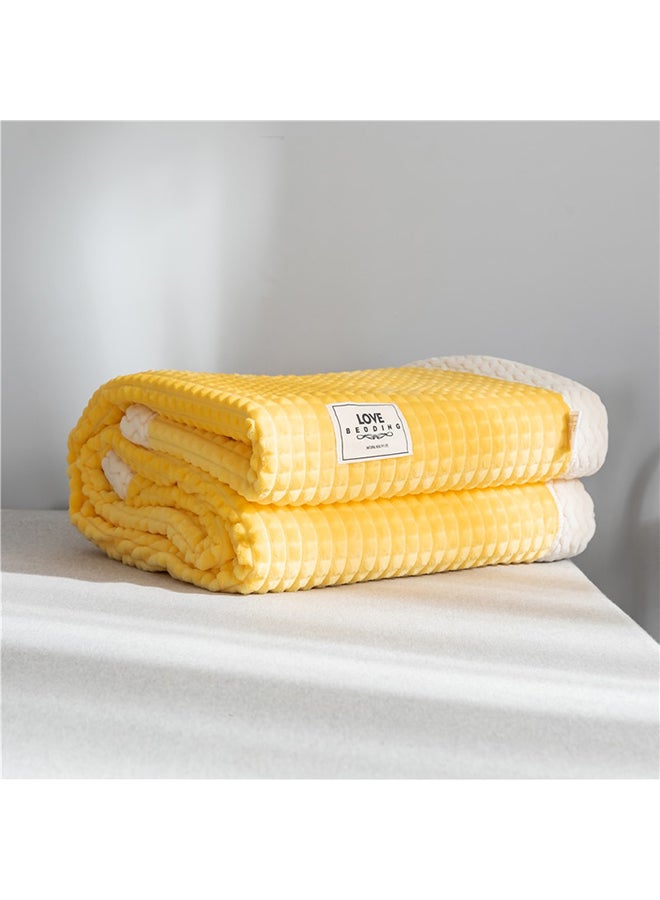 Warm Lattice Thickened Flannel Blanket cotton Yellow 200x230cm
