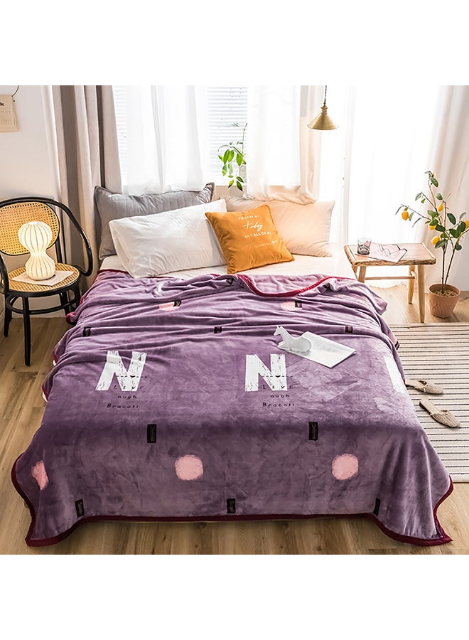 Letter Printed Soft Blanket cotton Purple 150x200cm