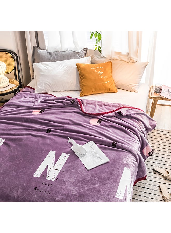 Letter Printed Soft Blanket cotton Purple 150x200cm