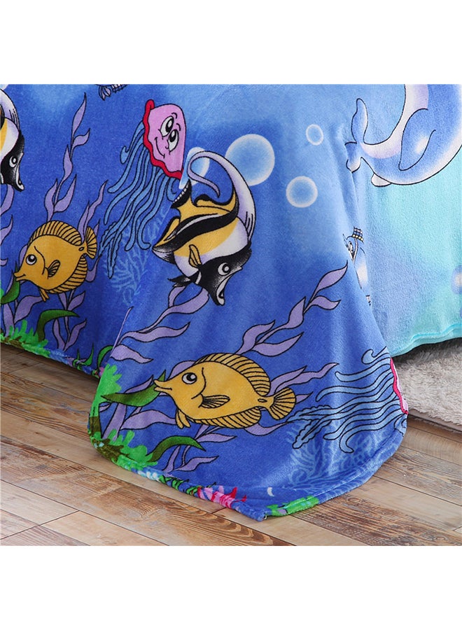 Sea Animal Printed Soft Blanket cotton Blue 200x230cm