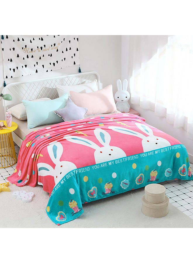 Rabbit Printed Soft Blanket cotton Multicolour 150x200cm