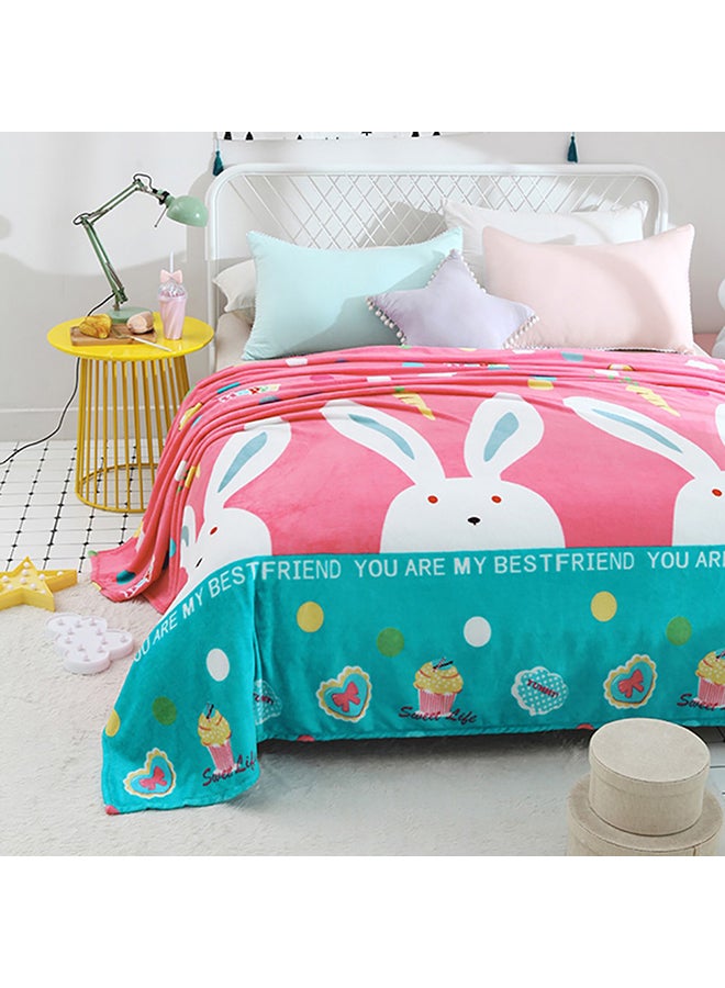 Rabbit Printed Soft Blanket cotton Multicolour 150x200cm