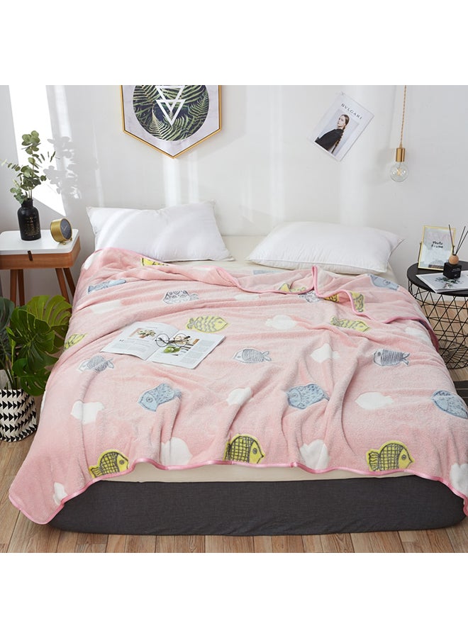 Lovely Fish Jacquard Soft Blanket cotton Pink 200x230cm