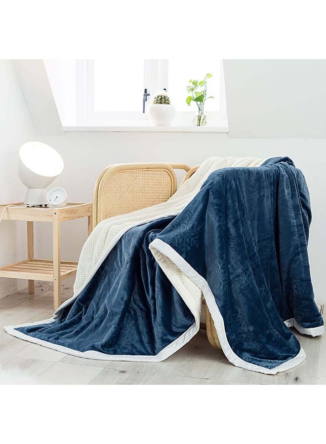 Flower Pattern Warm Bed Blanket cotton Blue 150x200cm