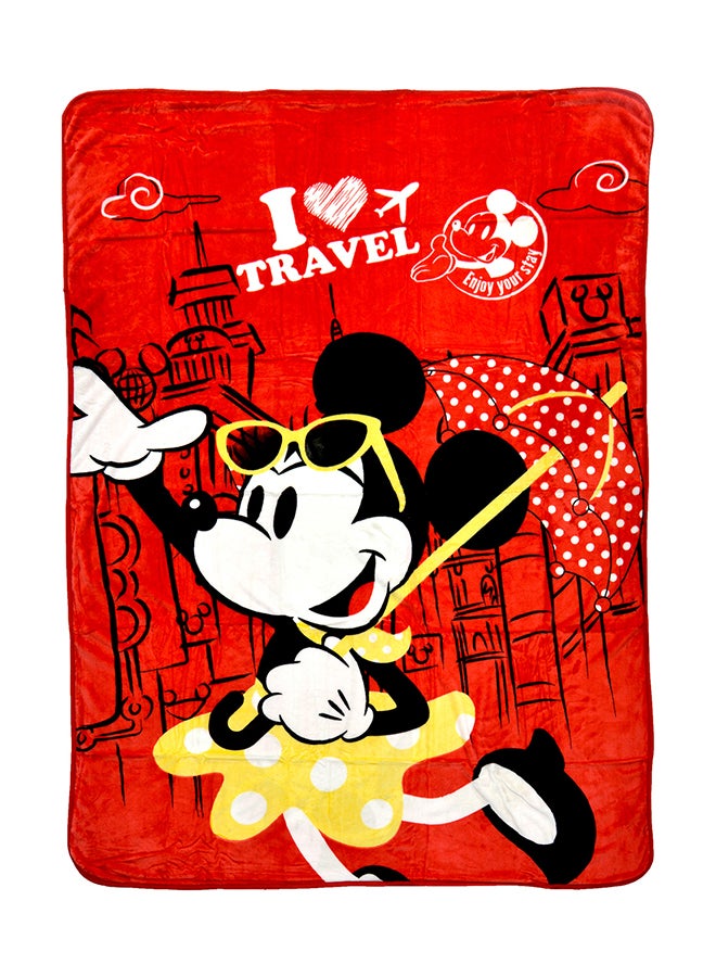 Minne Mouse Design  Flannel Blanket Polyester Red 160x220cm