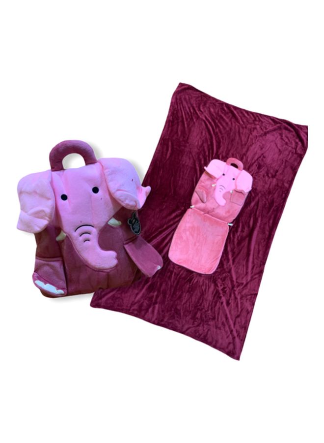 Elephant Designed Blanket cotton Pink 35x29cm