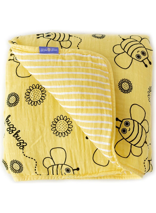 Printed Blanket Cotton Yellow/Black 90x110cm